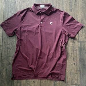 Sun Day Red TaylorMade Icon Golf Polo Burgundy Performance Shirt Mens Large